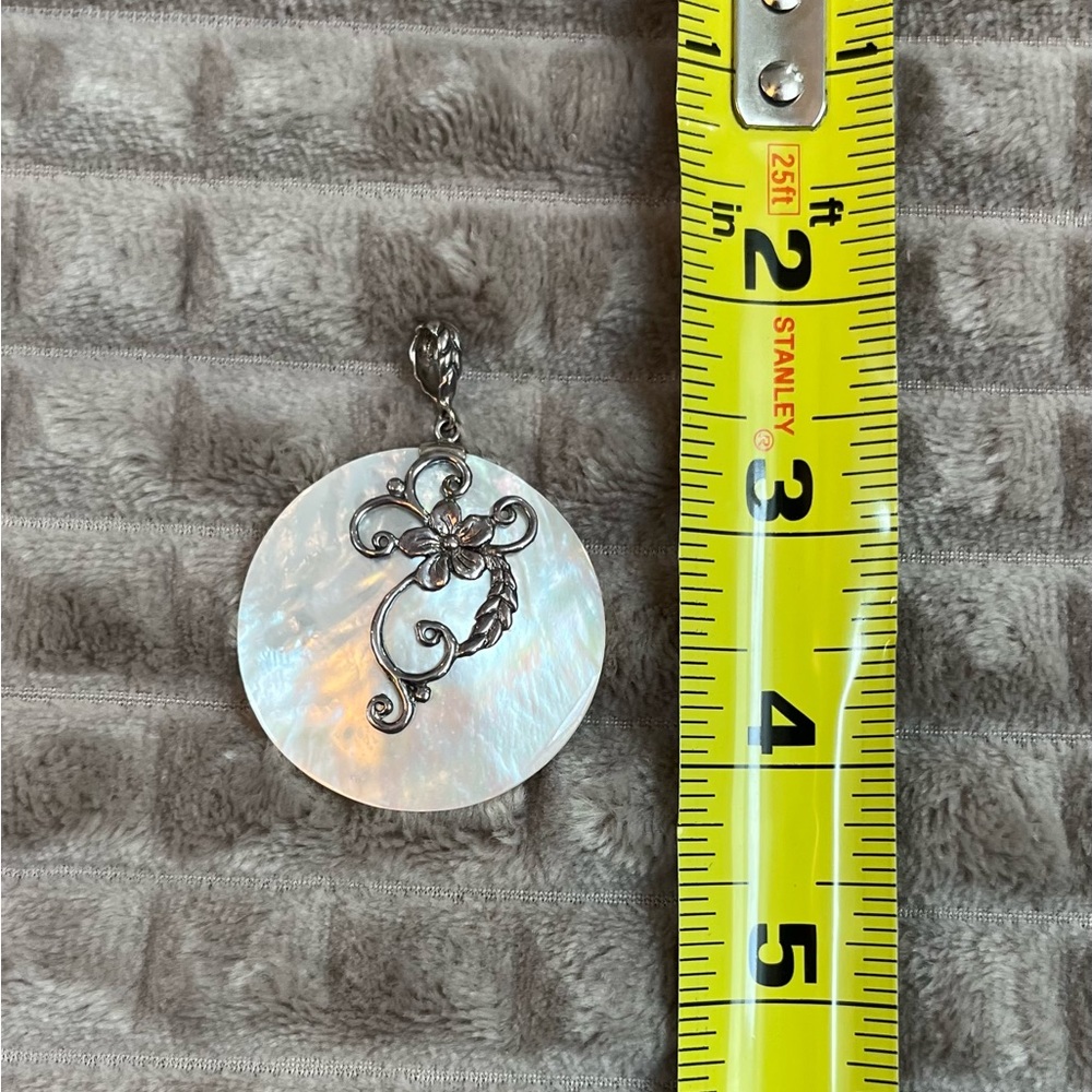 Pendant - Mother of Pearl Sterling Silver Pendant Slide/Pendant  925 NO CHAIN
